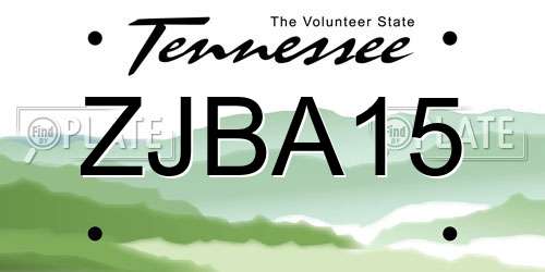 ZJBA15 Tennessee License Plate