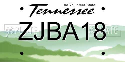 ZJBA18 Tennessee License Plate
