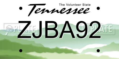 ZJBA92 Tennessee License Plate