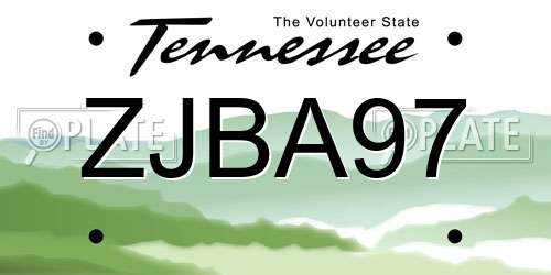 ZJBA97 Tennessee License Plate