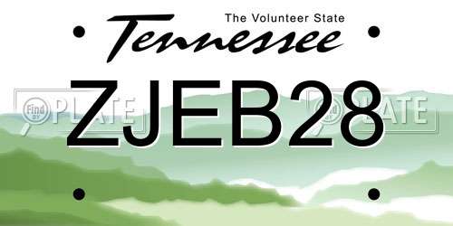 ZJEB28 Tennessee License Plate