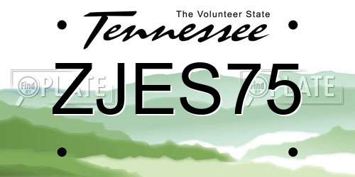 ZJES75 Tennessee License Plate