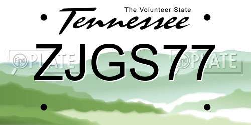 ZJGS77 Tennessee License Plate