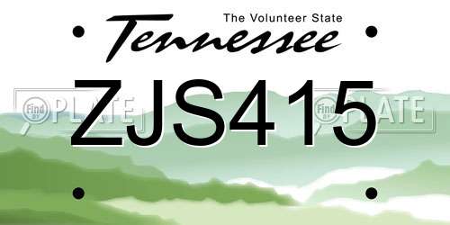 ZJS415 Tennessee License Plate