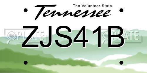 ZJS41B Tennessee License Plate
