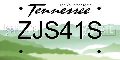 ZJS41S Tennessee License Plate