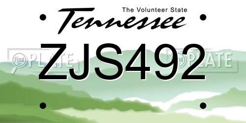 ZJS492 Tennessee License Plate