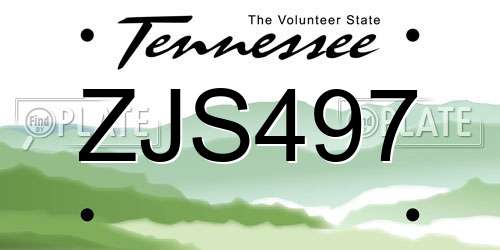 ZJS497 Tennessee License Plate