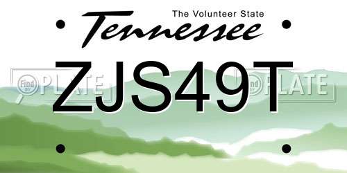 ZJS49T Tennessee License Plate