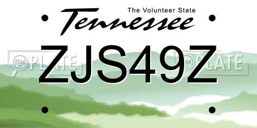 ZJS49Z Tennessee License Plate