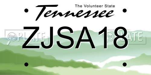 ZJSA18 Tennessee License Plate