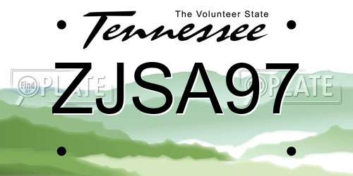 ZJSA97 Tennessee License Plate