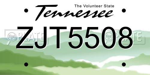 ZJT5508 Tennessee License Plate