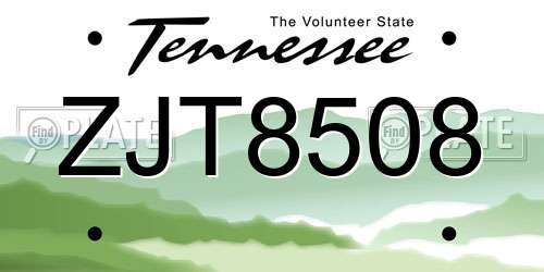 ZJT8508 Tennessee License Plate