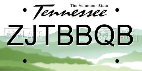 ZJTBBQB Tennessee License Plate