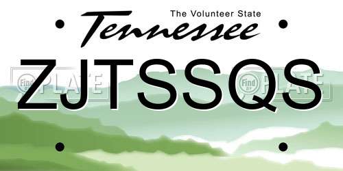 ZJTSSQS Tennessee License Plate