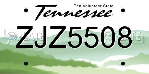 ZJZ5508 Tennessee License Plate