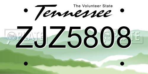 ZJZ5808 Tennessee License Plate