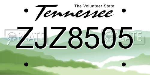 ZJZ8505 Tennessee License Plate