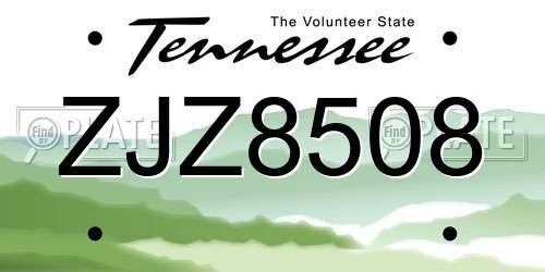ZJZ8508 Tennessee License Plate