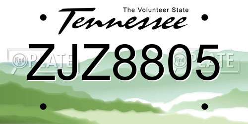 ZJZ8805 Tennessee License Plate