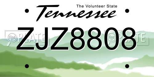 ZJZ8808 Tennessee License Plate