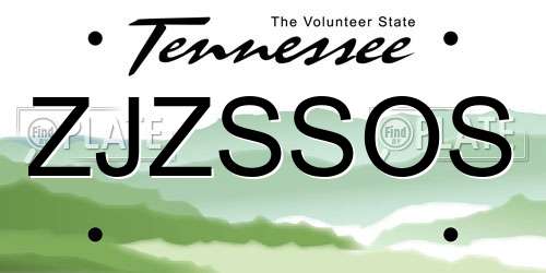 ZJZSSOS Tennessee License Plate