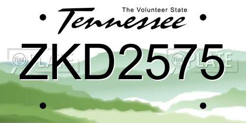 ZKD2575 Tennessee License Plate