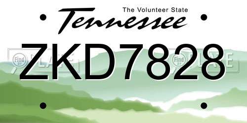 ZKD7828 Tennessee License Plate