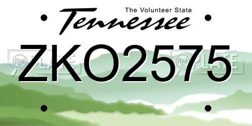 ZKO2575 Tennessee License Plate