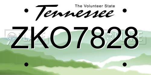 ZKO7828 Tennessee License Plate