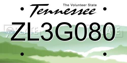 ZL3G080 Tennessee License Plate