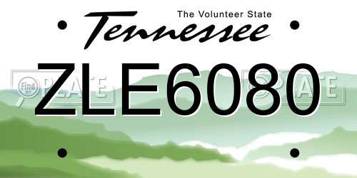 ZLE6080 Tennessee License Plate