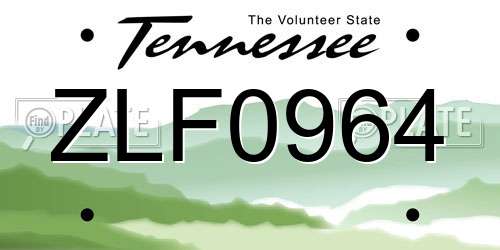 ZLF0964 Tennessee License Plate
