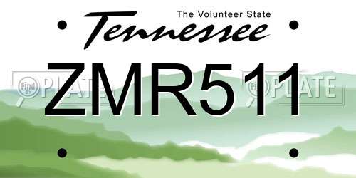 ZMR511 Tennessee License Plate