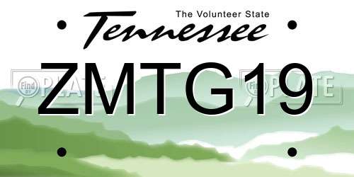 ZMTG19 Tennessee License Plate