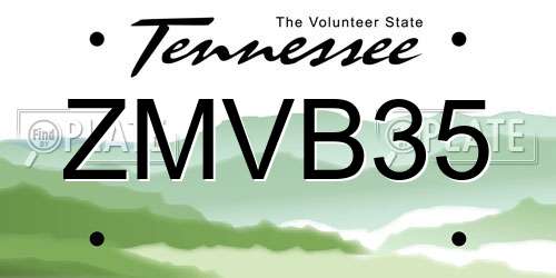 ZMVB35 Tennessee License Plate