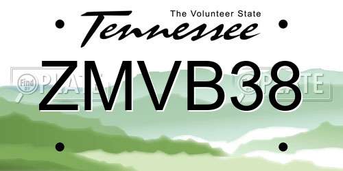 ZMVB38 Tennessee License Plate