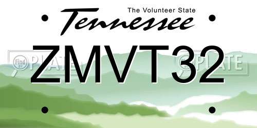 ZMVT32 Tennessee License Plate