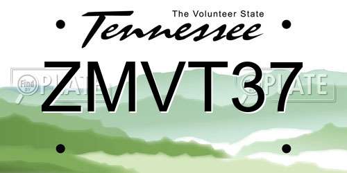 ZMVT37 Tennessee License Plate