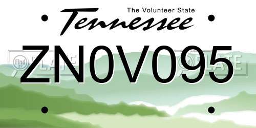 ZN0V095 Tennessee License Plate