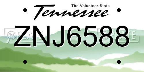 ZNJ6588 Tennessee License Plate
