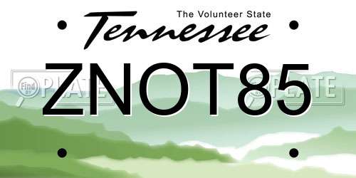 ZNOT85 Tennessee License Plate