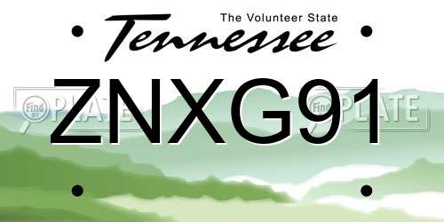 ZNXG91 Tennessee License Plate