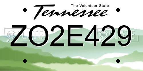 ZO2E429 Tennessee License Plate