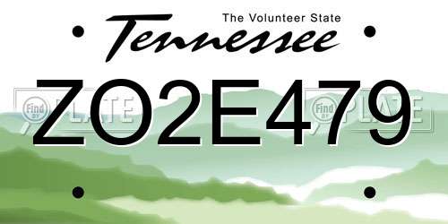ZO2E479 Tennessee License Plate