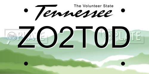 ZO2T0D Tennessee License Plate