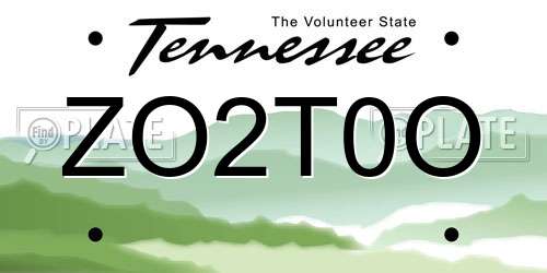 ZO2T0O Tennessee License Plate