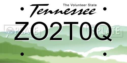 ZO2T0Q Tennessee License Plate