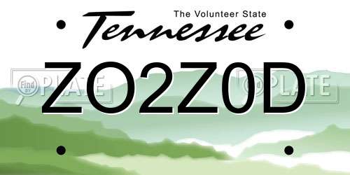 ZO2Z0D Tennessee License Plate
